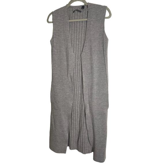 Country Road Australian Wool Open Front Sleeveless Cardigan Gray Lagenlook XS - Picture 2 of 6
